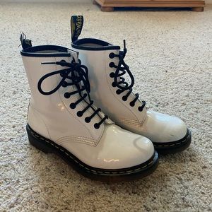 White Dr. Martens lace-up Combat Boots!